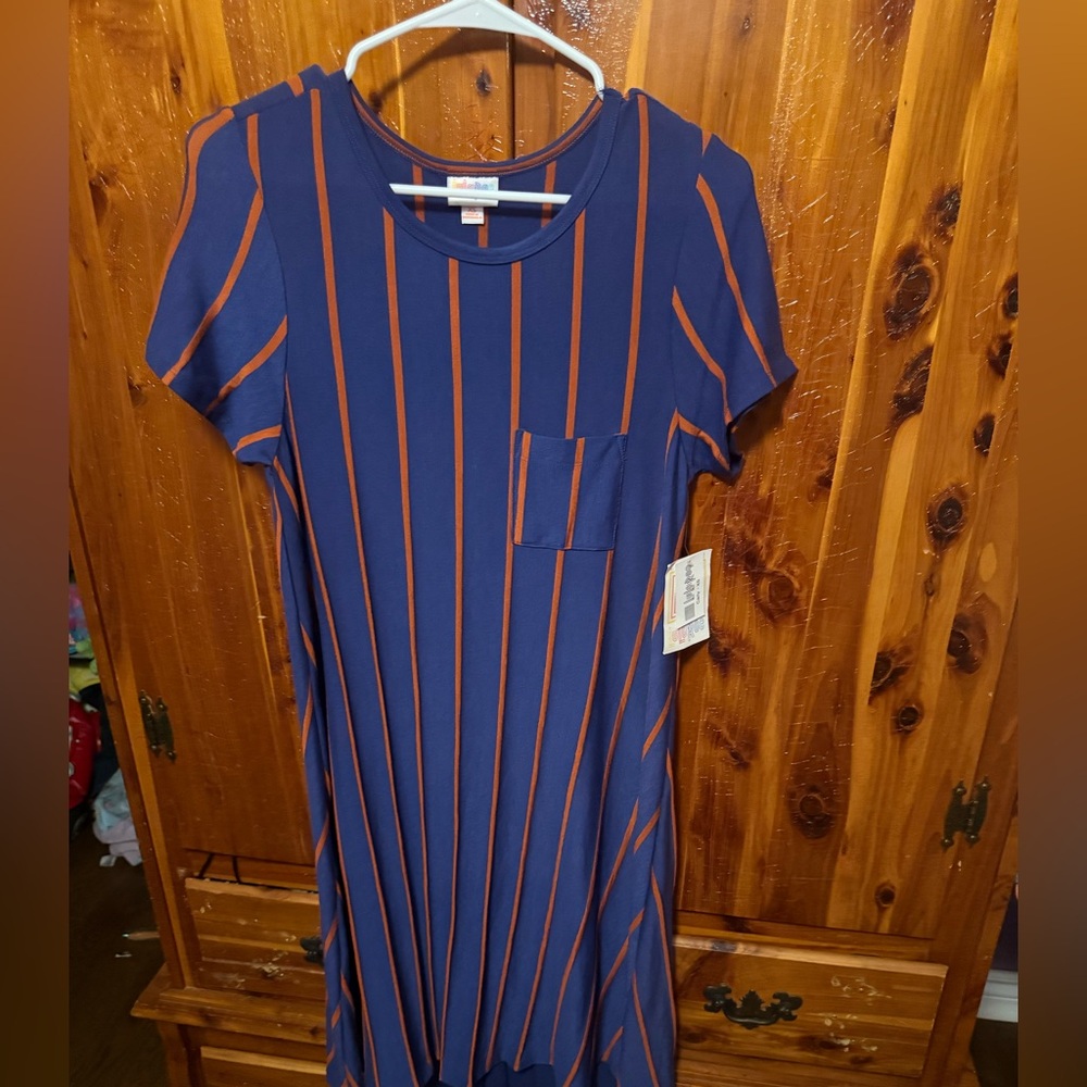 LuLaRoe Navy and Rust High Low Dress